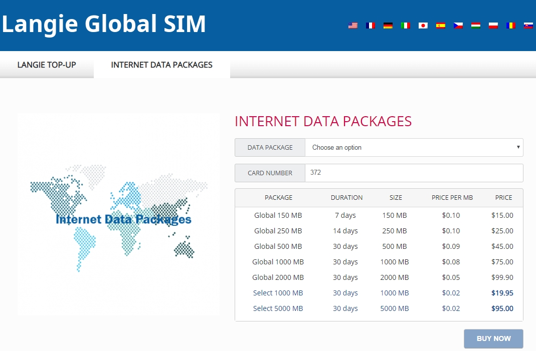 Langie Global 3G SIM карта Интернет пакети данни